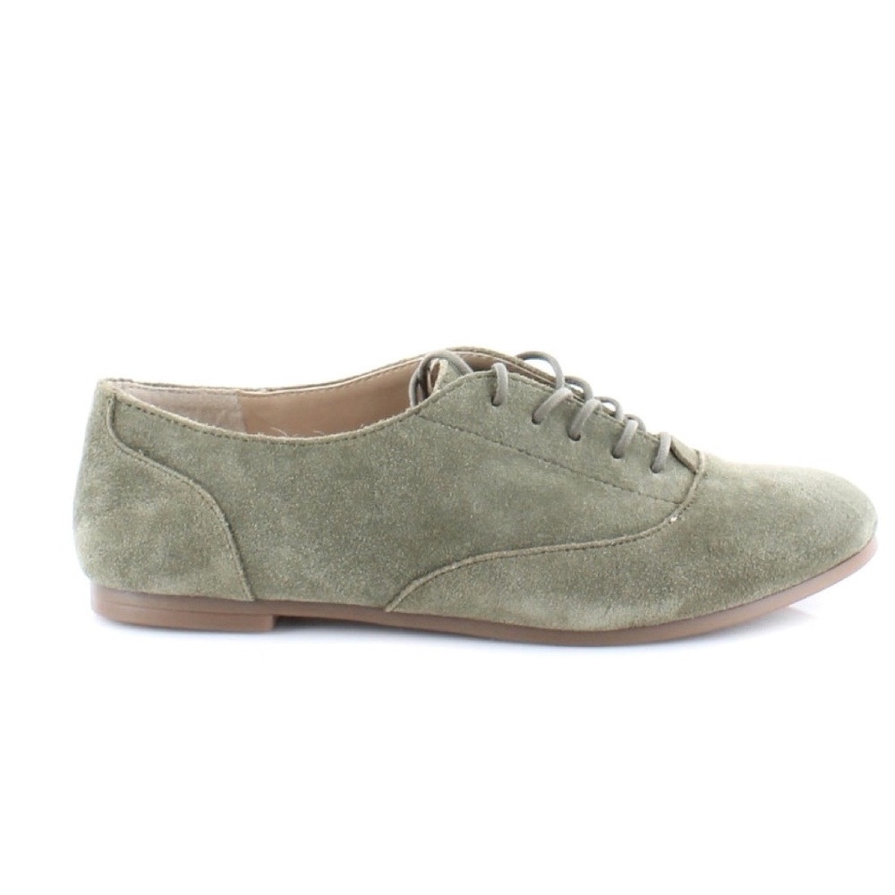 Army Green Suede Boyfriend Lace Up Oxfords - Picture 2 of 4